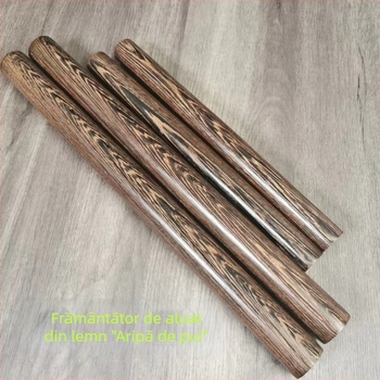 Rulou din lemn cu capete duble pentru aluat de găluște, 27 × 2,7 cm