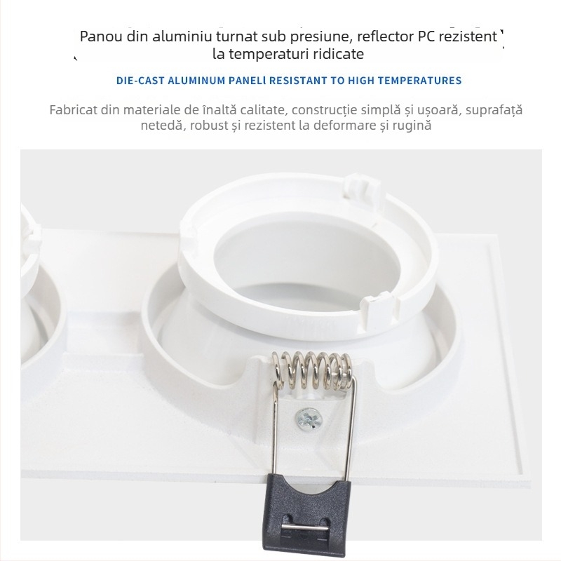 Corp GU10 pentru spot, cu suport inelar pentru montaj încastru în plafon, lumină MR16 cu grilă, iluminare dreptunghiulară cu două capete