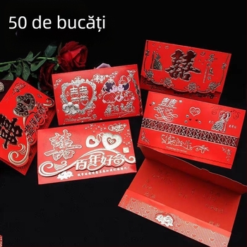 Invitație de nuntă chinezească roșie cu plic