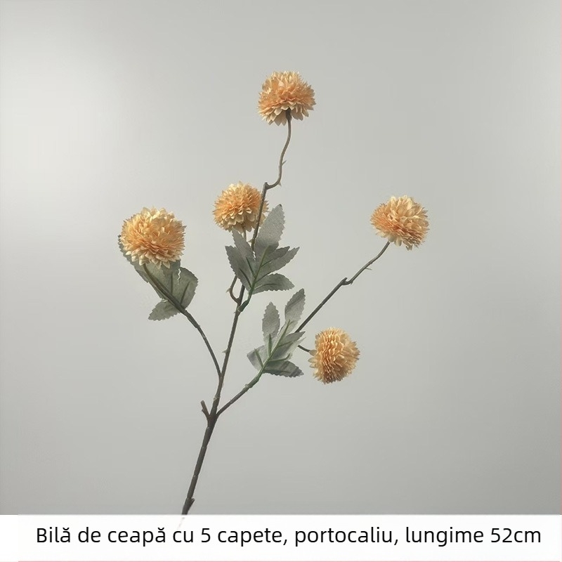 Paletă de culori toamnă, minge cu cinci ramuri de ceapă, floare artificială din satin – krizantemă și păpădie, decor pentru casă, sufragerie