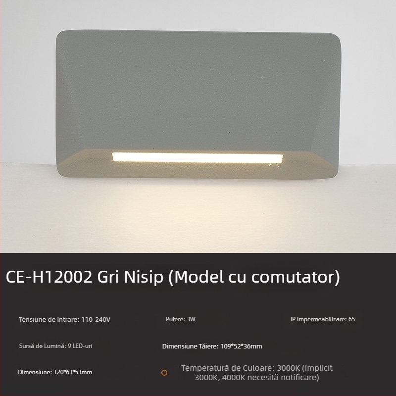 Lumină LED încastrată pe podea, 3W, aluminiu, impermeabilă, pentru trepte și coridor, cu senzor de mișcare