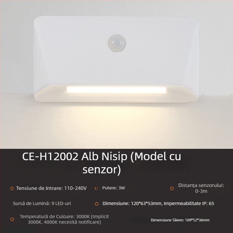 Lumină LED încastrată pe podea, 3W, aluminiu, impermeabilă, pentru trepte și coridor, cu senzor de mișcare