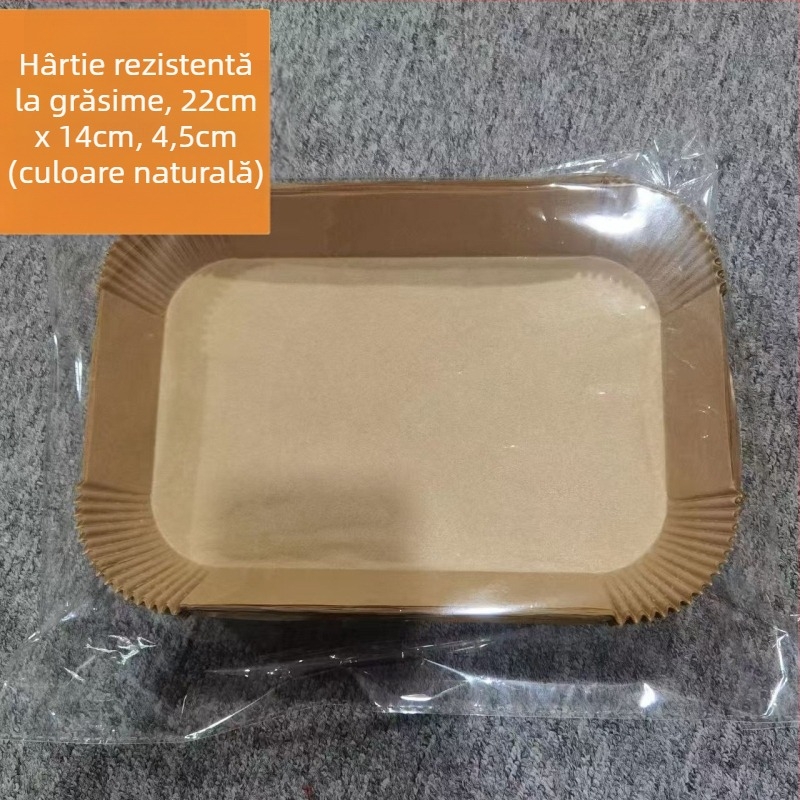 Tava de copt din hârtie de unică folosință pentru air fryer – hârtie rezistentă la grăsimi cu acoperire din silicon, pătrată sau rotundă, absorbantă de ulei