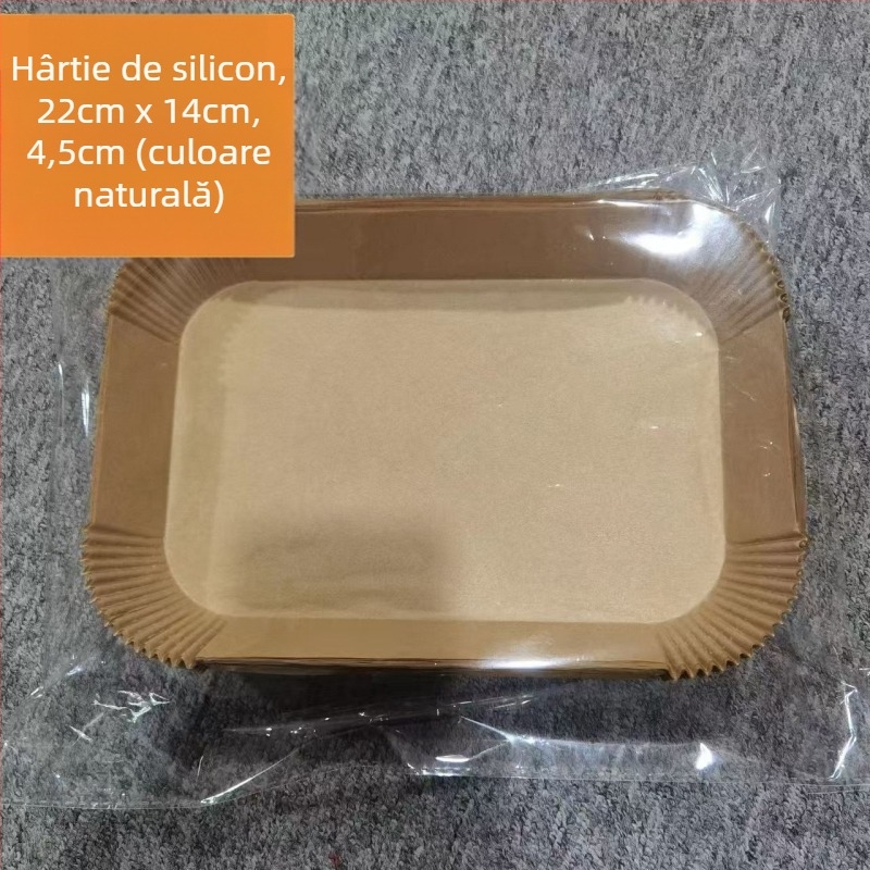 Tava de copt din hârtie de unică folosință pentru air fryer – hârtie rezistentă la grăsimi cu acoperire din silicon, pătrată sau rotundă, absorbantă de ulei