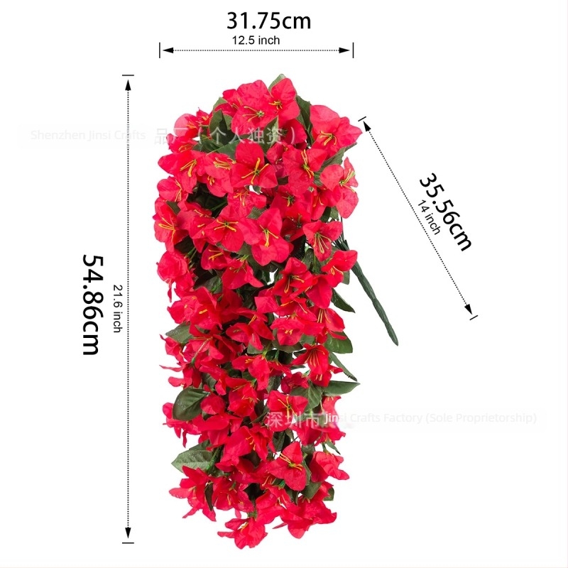 Flori artificiale Bougainvillea, decor de perete cu 12 ramuri, potrivite pentru nunți, sărbători, decor interior și exterior