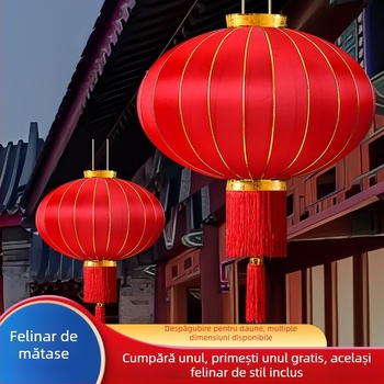 Fenar roșu de mătase, impermeabil la apă și UV rezistent, pereche pentru balcon și intrare, stil chinezesc, felinare festive