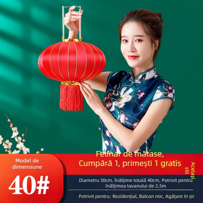 Fenar roșu de mătase, impermeabil la apă și UV rezistent, pereche pentru balcon și intrare, stil chinezesc, felinare festive