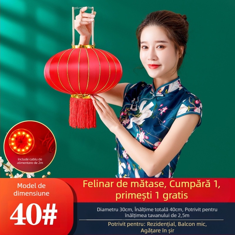 Fenar roșu de mătase, impermeabil la apă și UV rezistent, pereche pentru balcon și intrare, stil chinezesc, felinare festive