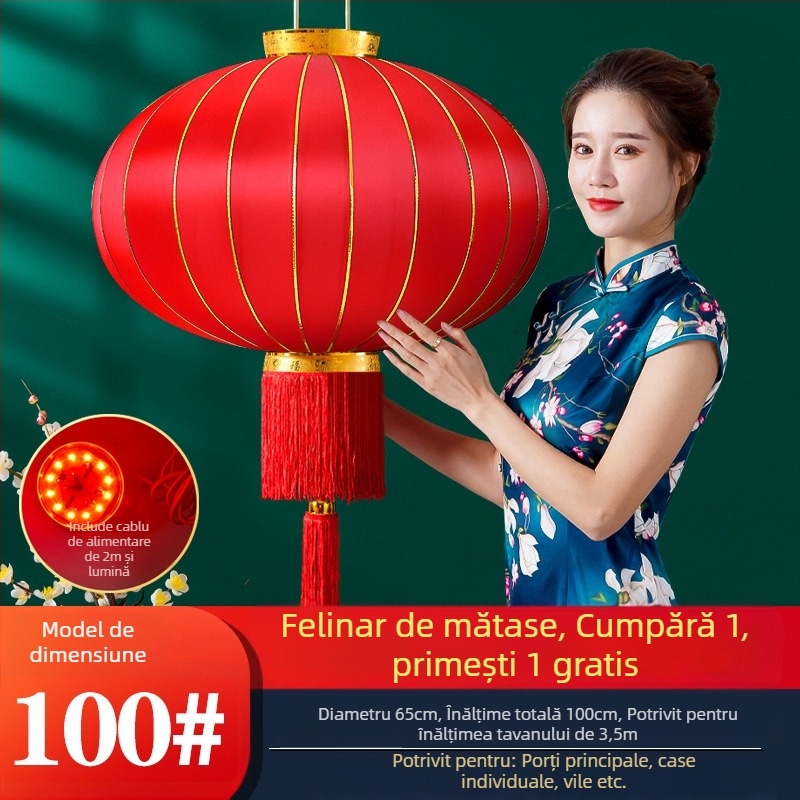 Fenar roșu de mătase, impermeabil la apă și UV rezistent, pereche pentru balcon și intrare, stil chinezesc, felinare festive