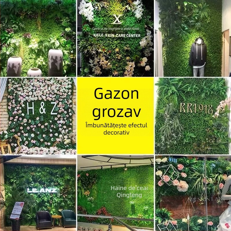 Perete cu plante artificiale și iarbă decorativă pentru spații în aer liber, potrivit pentru garduri de șantier
