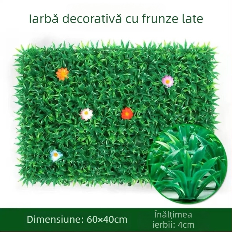Perete cu plante artificiale și iarbă decorativă pentru spații în aer liber, potrivit pentru garduri de șantier