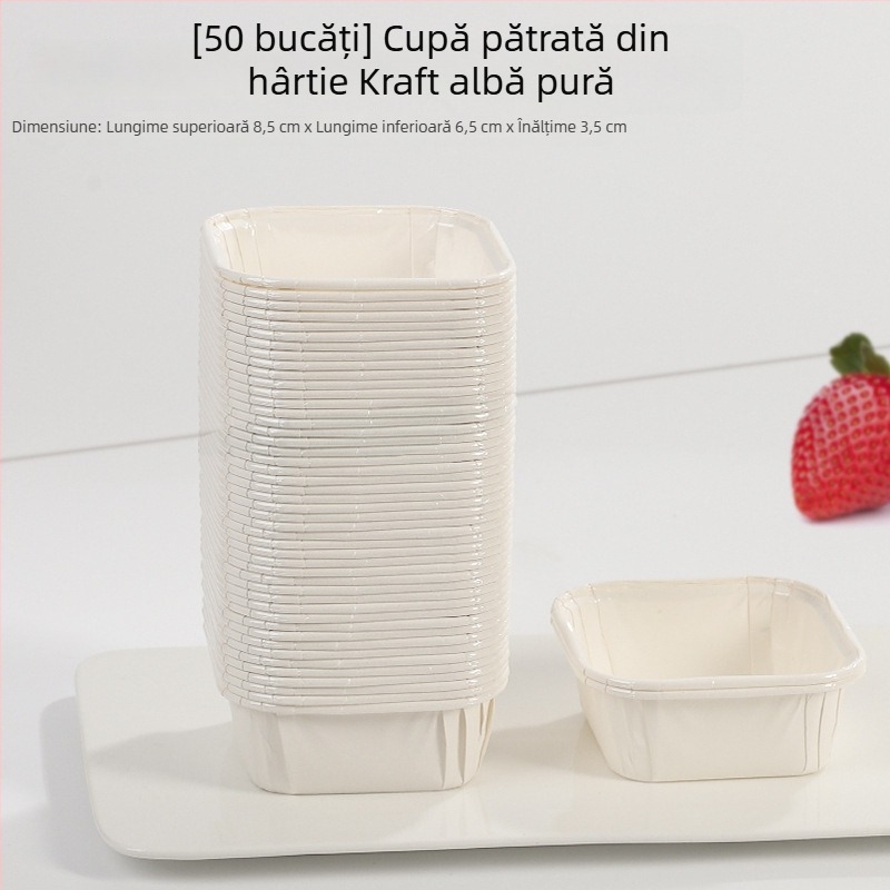 Formă pătrată de brioșe, o singură utilizare, cu capac, tavă de copt din hârtie