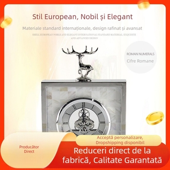 Ceas de masă cu perlă naturală, din oțel inoxidabil, dormitor, scoică albă, mișcare Seiko, decorativ și foarte silențios