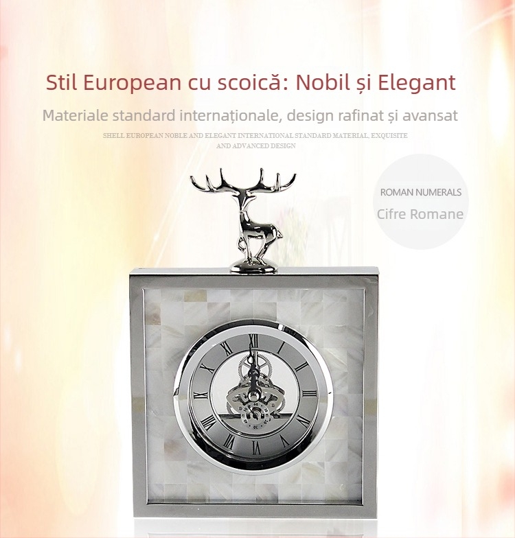 Ceas de masă cu perlă naturală, din oțel inoxidabil, dormitor, scoică albă, mișcare Seiko, decorativ și foarte silențios