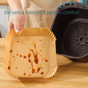 Hârtie pătrată pentru friteuza cu aer – absorbe uleiul, anti-grăsime, alimentară, rezistentă la temperaturi înalte, pentru coacere.