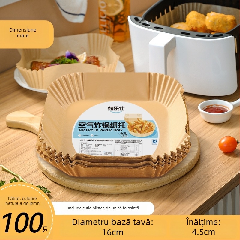 Hârtie pătrată pentru friteuza cu aer – absorbe uleiul, anti-grăsime, alimentară, rezistentă la temperaturi înalte, pentru coacere.