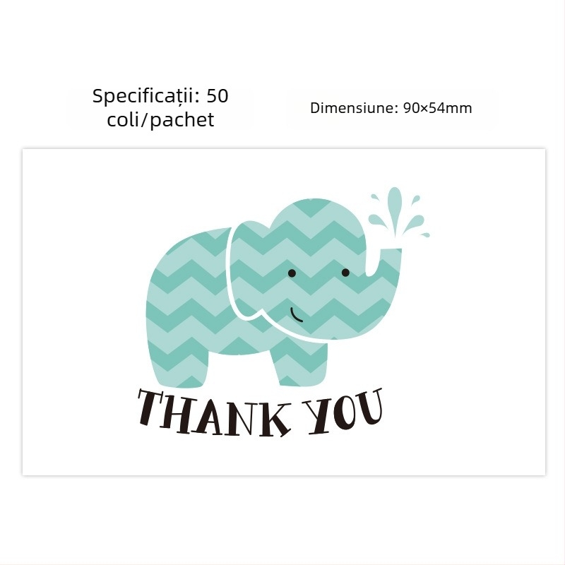 Set de 50 felicitări de mulțumire cu animale desen animate și mesaje de binecuvântare, etichete autoadezive