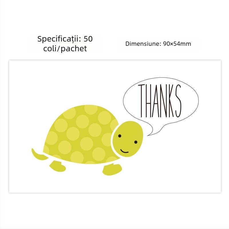 Set de 50 felicitări de mulțumire cu animale desen animate și mesaje de binecuvântare, etichete autoadezive