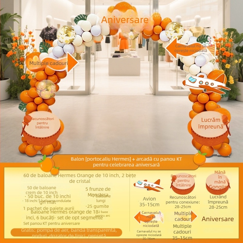 Arc cu baloane pentru inaugurarea magazinului – decor elegant de atmosferă pentru magazin și salon de înfrumusețare