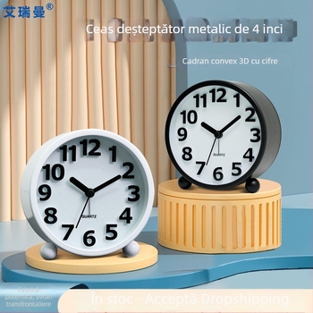 Ceas de alarmă pentru copii, retro, pentru cămin studențesc, ceas de masă cu cuarț, design simplu și creativ