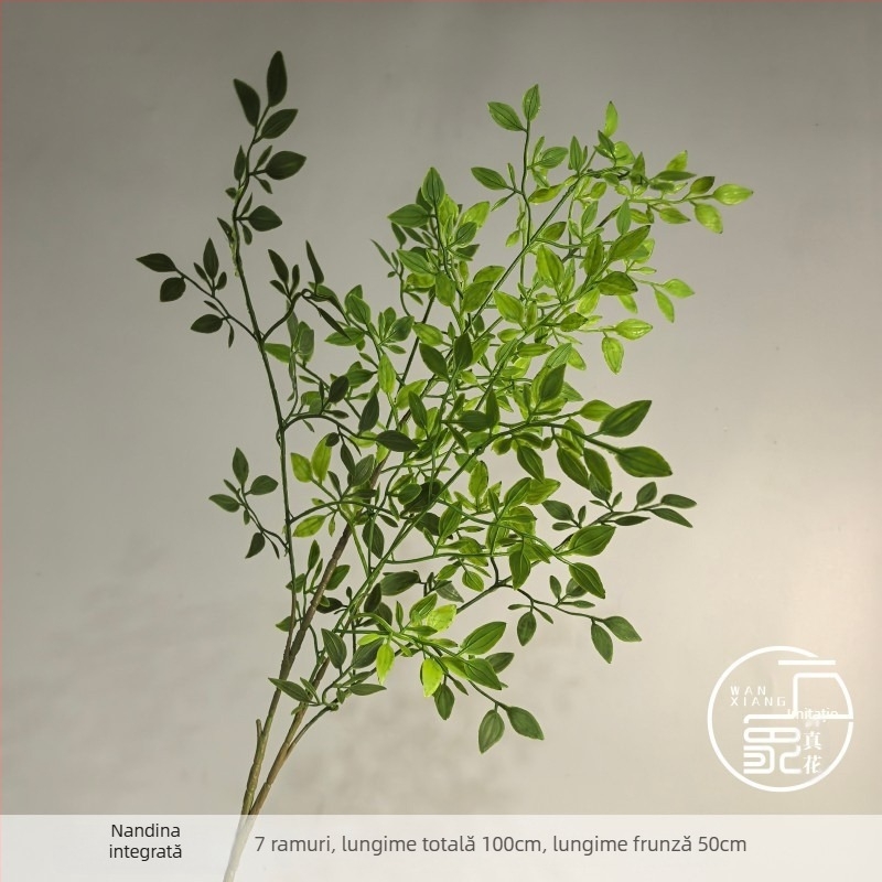 Plantă artificială verde în ghiveci, cu tulpină unică, decor interior pentru podea, sufragerie