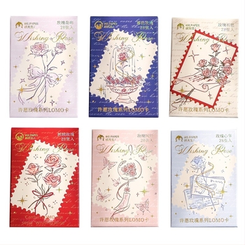 Mr. Paper Lomo Card: Trandafirul Dorințelor, Ilustrație Vintage, Mini Carte poștală pentru Jurnal și Amintiri Studențești