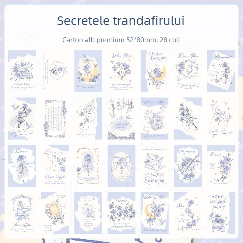 Mr. Paper Lomo Card: Trandafirul Dorințelor, Ilustrație Vintage, Mini Carte poștală pentru Jurnal și Amintiri Studențești