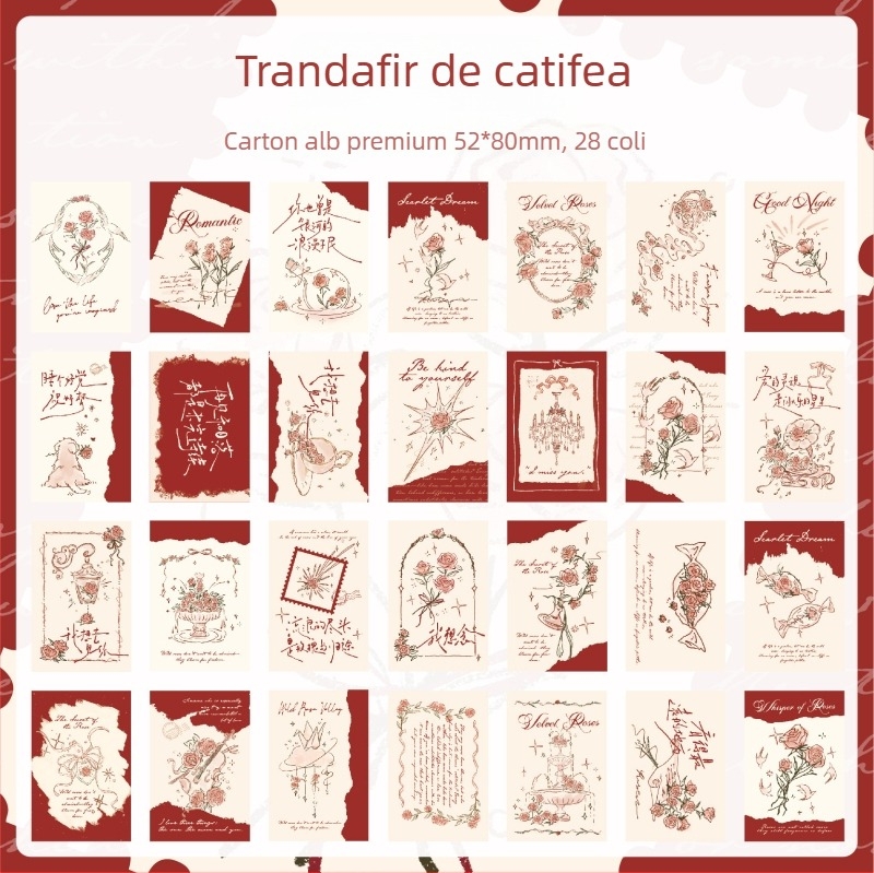 Mr. Paper Lomo Card: Trandafirul Dorințelor, Ilustrație Vintage, Mini Carte poștală pentru Jurnal și Amintiri Studențești