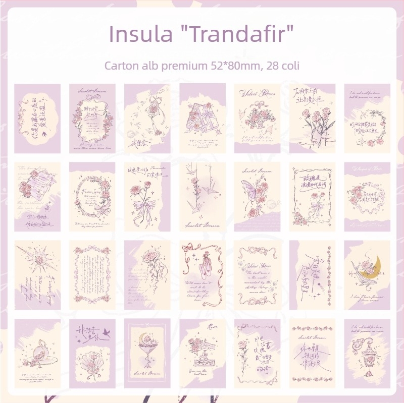 Mr. Paper Lomo Card: Trandafirul Dorințelor, Ilustrație Vintage, Mini Carte poștală pentru Jurnal și Amintiri Studențești