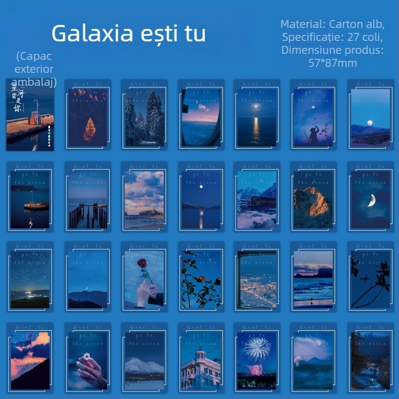 Dye Klein-Scale carte poștală de peisaj artistic în stil Klein-Scale — felicitare romantică, albastră