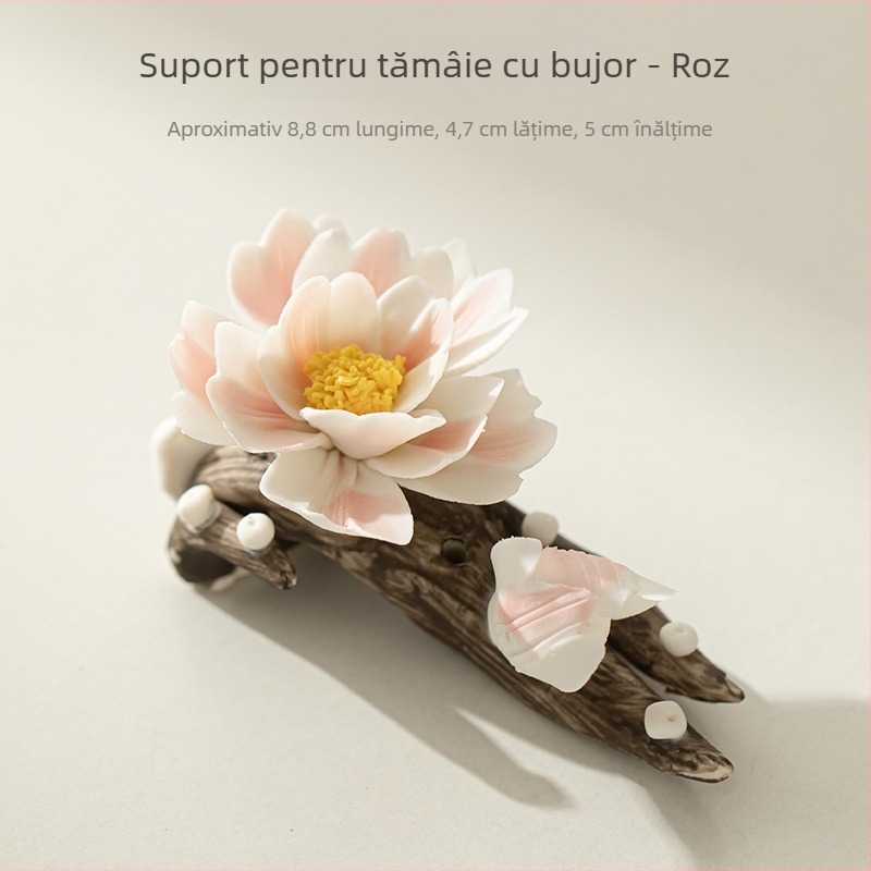 Arzător ceramic de tămâie cu Peony, lucrat manual, accesorii Zen pentru ceremonia ceaiului, decor de birou, aromaterapie creativă