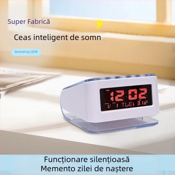 Ceas de alarmă silențios, ceas de birou compact cu afișaj LED, ceas inteligent pentru studenți, ceas digital personalizabil