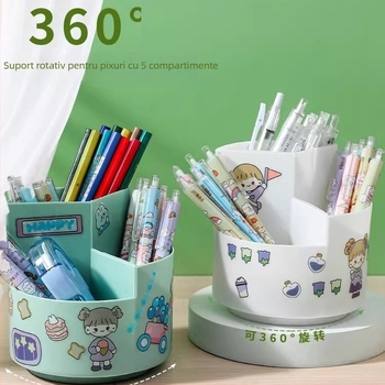 Suport pentru pixuri rotativ la 360°, cu capacitate mare, pentru biroul copiilor de școală primară