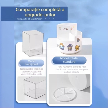 Suport pentru pixuri rotativ la 360°, cu capacitate mare, pentru biroul copiilor de școală primară