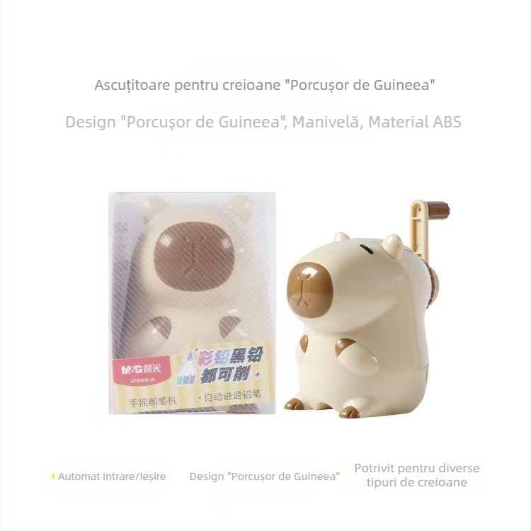 Ascuțitor de creioane în formă de rachetă, manual, design desen animat, pentru schițe