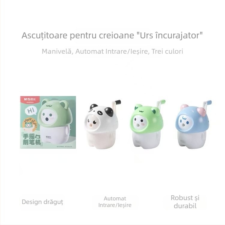 Ascuțitor de creioane în formă de rachetă, manual, design desen animat, pentru schițe