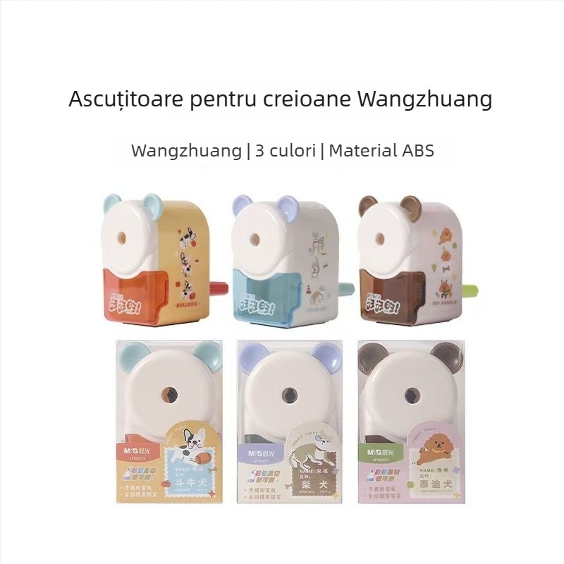 Ascuțitor de creioane în formă de rachetă, manual, design desen animat, pentru schițe