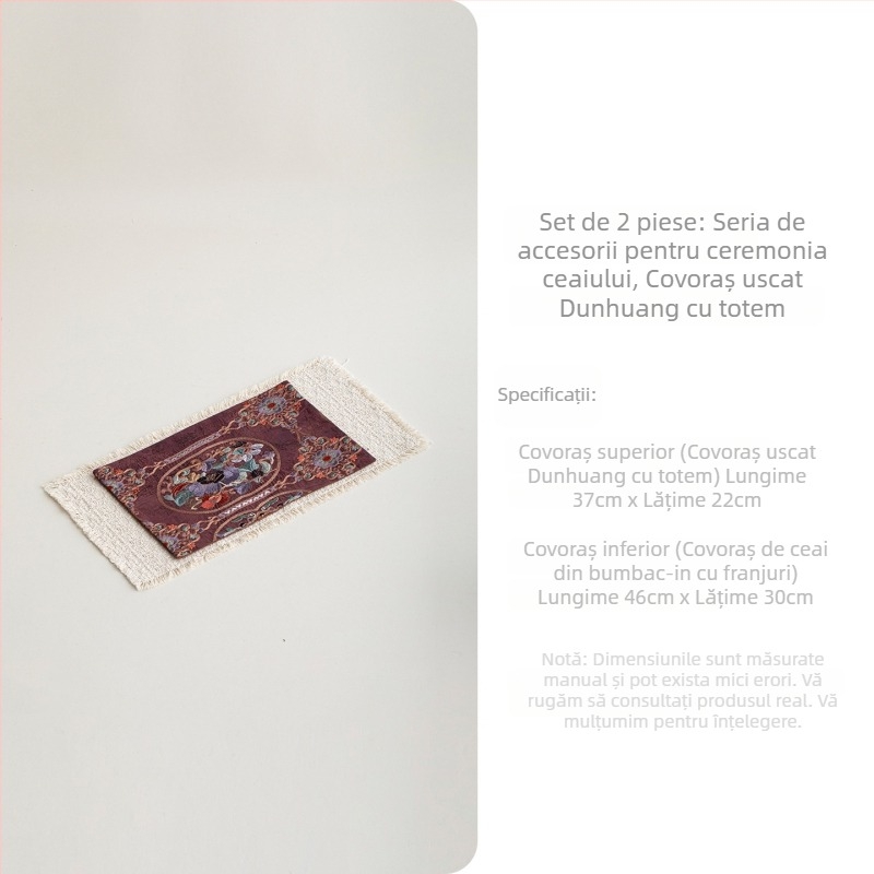 Covoraș Dunhuang pentru ceremonie de ceai, în stil chinezesc cu accente zen, prosop antiaderent pentru ceai, covoraș de uscare pentru masa de ceai, țesătură pentru masă de ceai, izolație termică și protecție împotriva arsurilor