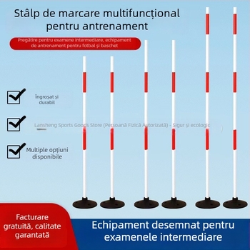 Stâlpi de marcaj pentru antrenamente de baschet și fotbal, cu bază din cauciuc, stâlpi roșu-albi