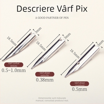 Peniță de stilou înlocuibilă, vârf mic rotund, extrafin 0,5/0,38mm, oțel inoxidabil
