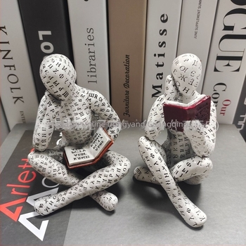 Statuetă din rășină a unei persoane care citește – decor modern minimalist pentru hol și bibliotecă