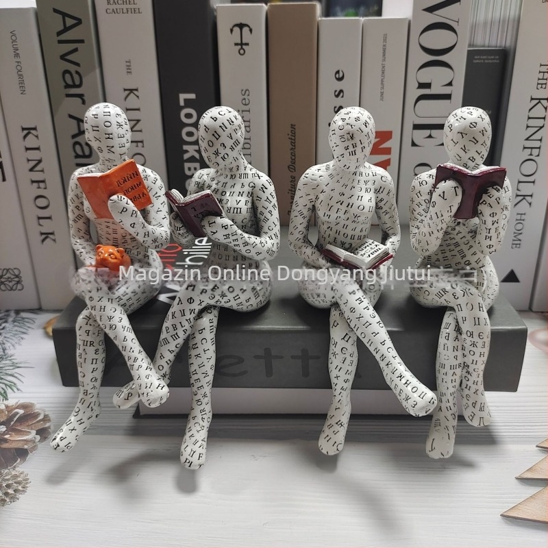 Statuetă din rășină a unei persoane care citește – decor modern minimalist pentru hol și bibliotecă