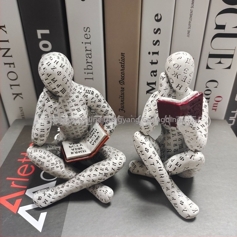 Statuetă din rășină a unei persoane care citește – decor modern minimalist pentru hol și bibliotecă