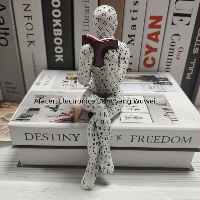 Statuetă din rășină a unei persoane care citește – decor modern minimalist pentru hol și bibliotecă