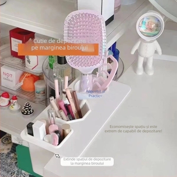 Tub de depozitare pentru pensule de machiaj, atașabil la marginea biroului – organizator minimalist pentru studenți, suport multifuncțional pentru pixuri