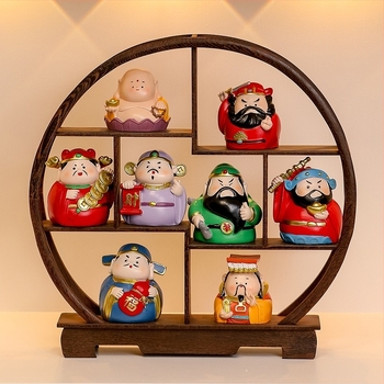 Figură cu Zeul Bogăției, în stil chinezesc, pentru birou și hol – decor pentru raft și cadou de bun-venit în casă