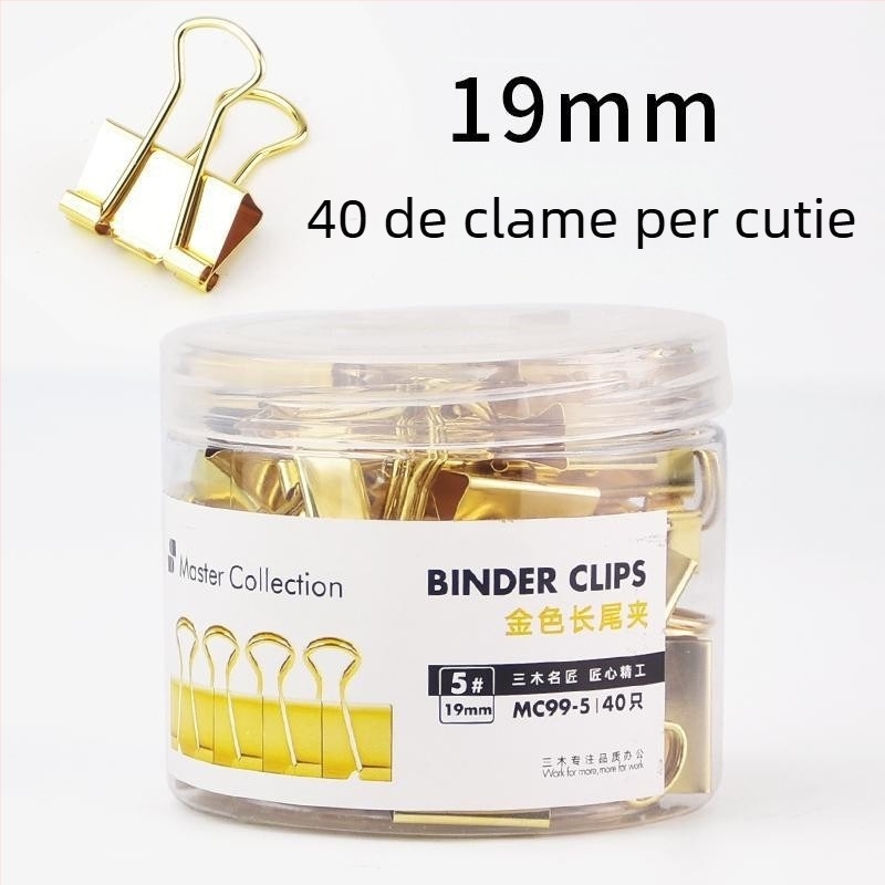 Clip mare auriu din oțel inoxidabil pentru birou – MC99-3/4/5 Three Woods