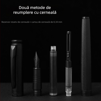 Black Forest stil de caligrafie cu penă dură pentru bărbați, vârf curbat, stilou de birou pentru scrierea la adulți, vârf titan-negru, design elegant