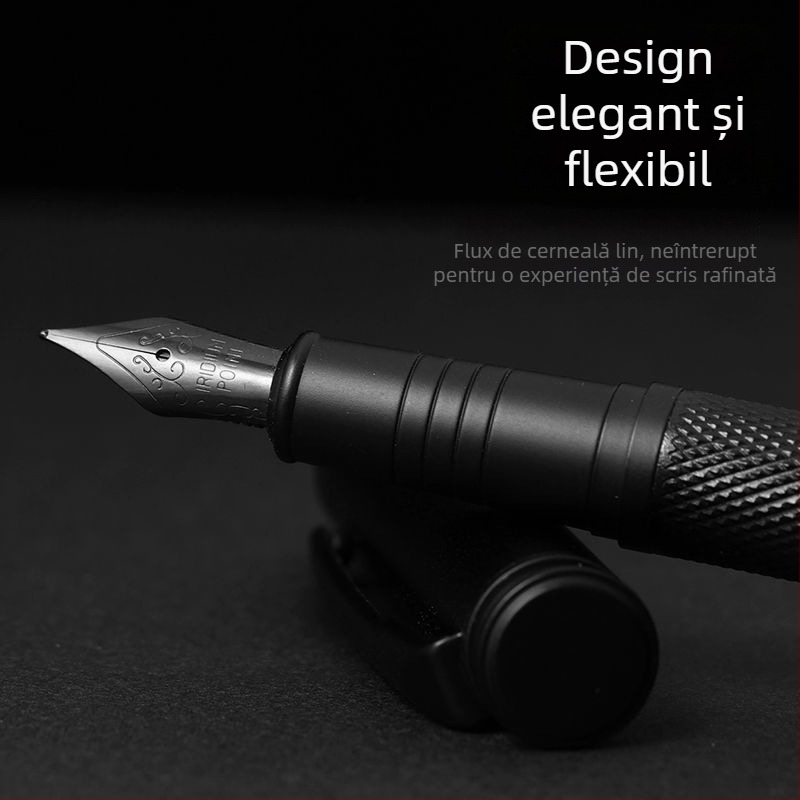 Black Forest stil de caligrafie cu penă dură pentru bărbați, vârf curbat, stilou de birou pentru scrierea la adulți, vârf titan-negru, design elegant