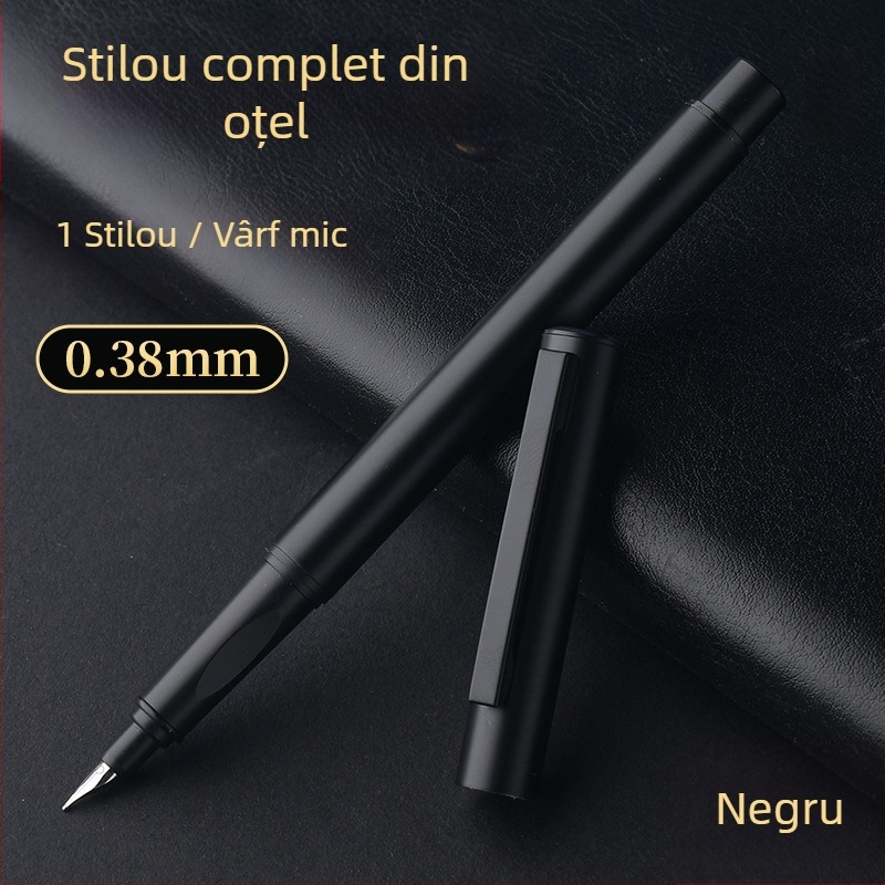 Stilou metalic din oțel integral pentru caligrafie, schițe și semnătură